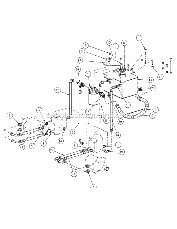 Hydro Tank And Hose Assembly Diagram and Parts List for M60-KH 53AH5BDX750 Cub Cadet Sprayer